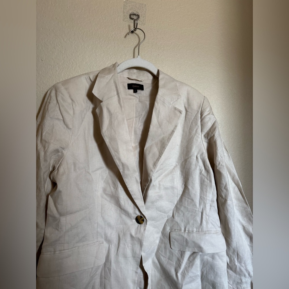 Quince European Linen Blazer Size Large in Tan - Picture 5 of 9